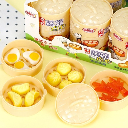 New Jin Dao Xin 40g Steamed Basket Pastel Candy Mini Hong Kong Style Snack Candy Office Snack Wholesale