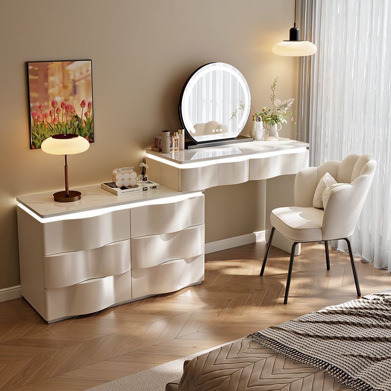 2025 New Modern Minimalist Bedroom Dresser Atmosphere Light Solid Wood Frame Dresser Dresser and Cupboard Integrated