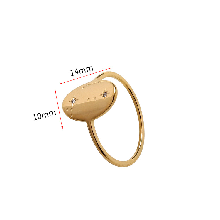 Inlay Design Retro Style Retro Oval Stainless Steel Inlay Zircon Rings
