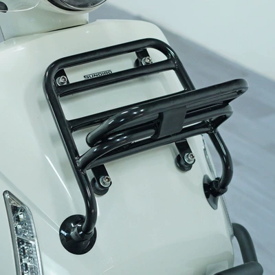 anti-fall bar anti-collision protection bar – Motorcycle bumper - black-foldable-front-shelf-bookbag-rack