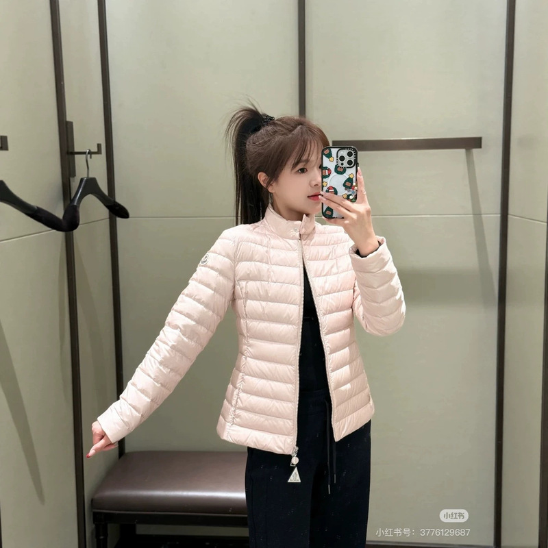 Putian Mengkou New Igelle Thin Slim-Fit down Jacket 25Fw with Sleeve Badge and Ribbed Waist Short Coat for Women