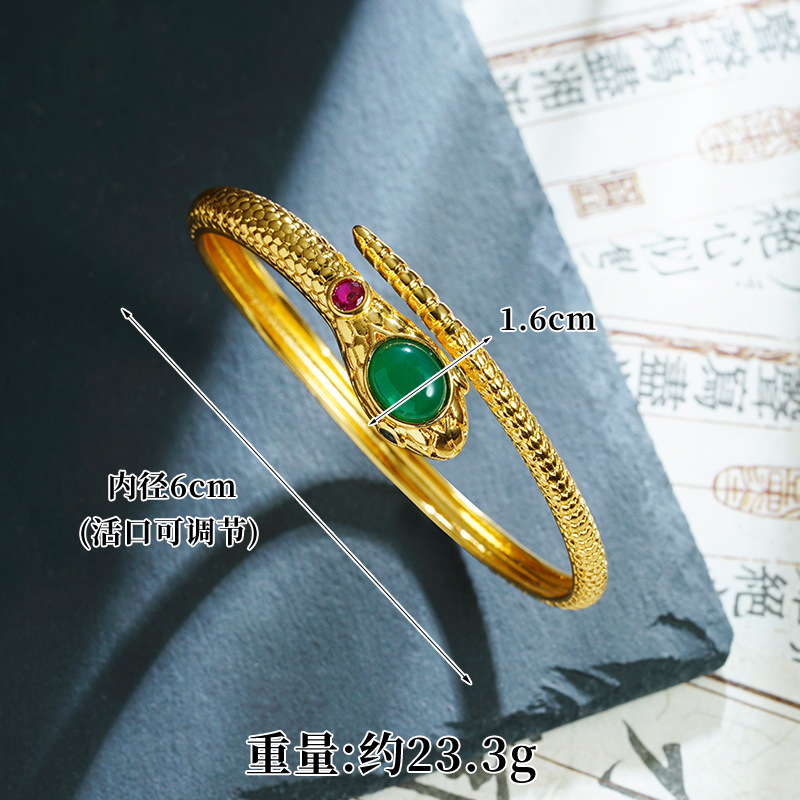 Brazalete de oro de arena vietnamita de la marea nacional Zodiac de la serpente collar anillo femenino conjunto retro joyería al por mayor