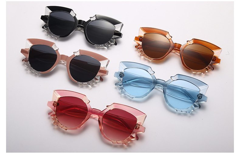 Fashion Solid Color Resin Cat Eye Full Frame Womens Sunglassespicture1