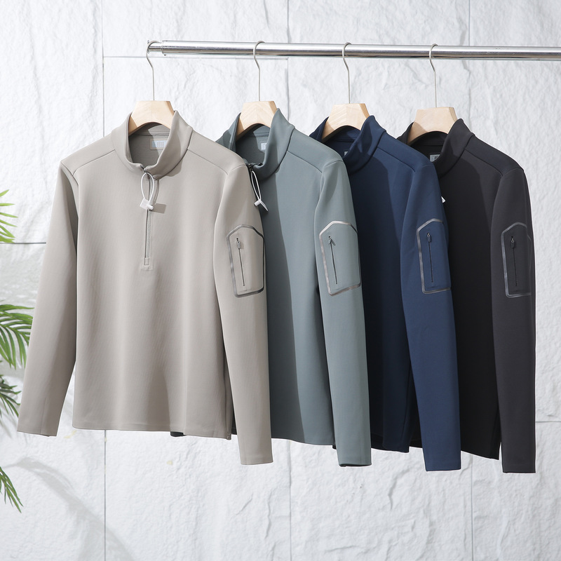 Outdoor Sports Quick-drying Casual Half-zipper Long-sleeved T-shirt Men's Autumn Warm Fitness Training Collar Sweatshirt Outdoor Sports Quick-drying Casual Half-zipper Long-sleeved T-shirt Men's Autumn Warm Fitness Training Collar Sweatshirt