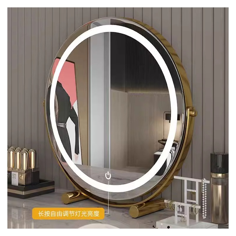 Espejo de maquillaje de lujo de escritorio con lámpara inteligente LED doméstica espejo de maquillaje dormitorio mesa de tocador alto