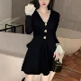 显瘦气质法式高腰连衣裙