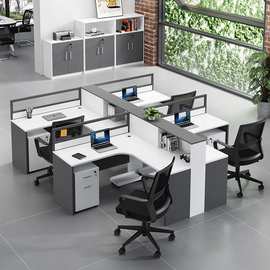 职员办公桌椅带高柜组合4四6人位简约现代电脑桌屏风员工卡座