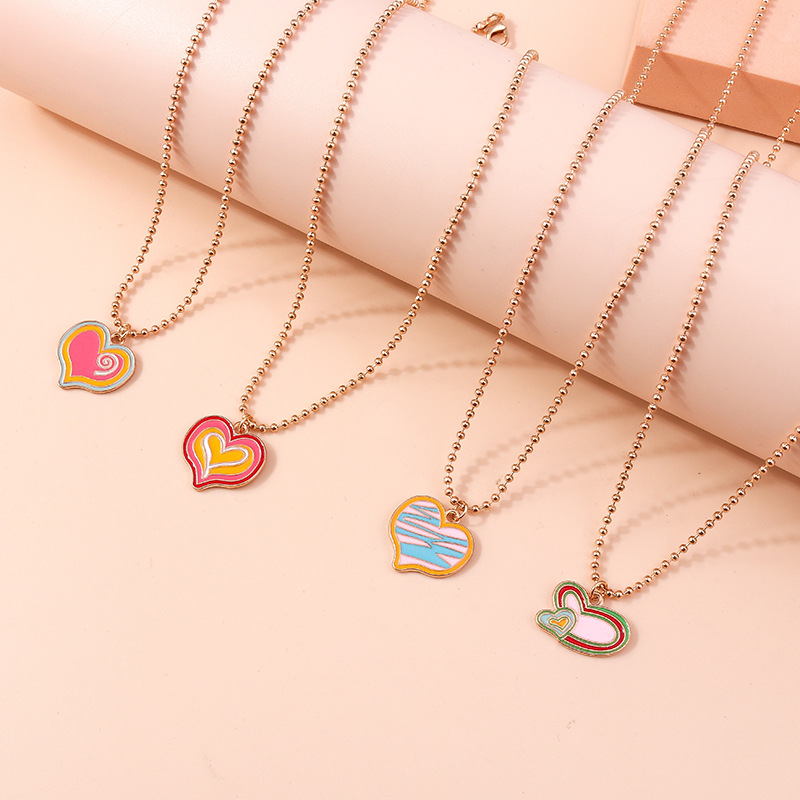 Zinc alloy Material Vacation Classic Style Heart Shape Zinc Alloy Ball Chain Pendant Necklaces Wholesale
