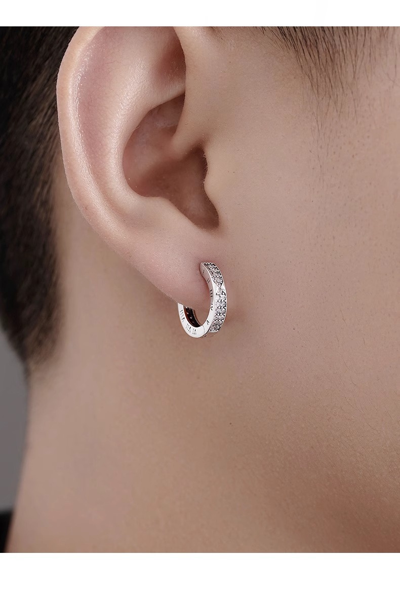 Roman Numeral Pattern Men's Gender 1 Pair Simple Style Roman Numeral Plating Inlay Copper Zircon Earrings
