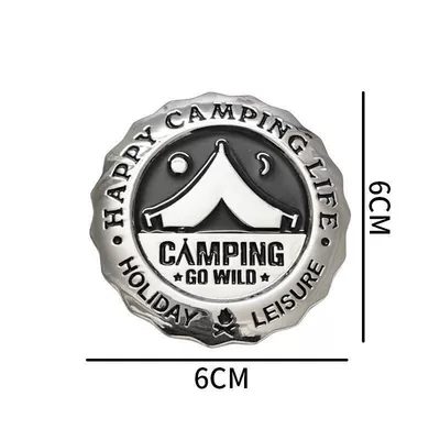 Camping car emblem, personalized creative Car logo - standard-camping-silver-black-sticker-1-piece