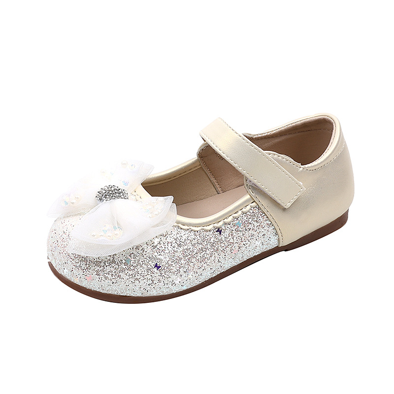 Zapatos de cuero para niñas, zapatos de arco para niños, zapatos de princesa de otoño, nuevos zapatos de tesoro de mujer, zapatos de suela suave para niñas