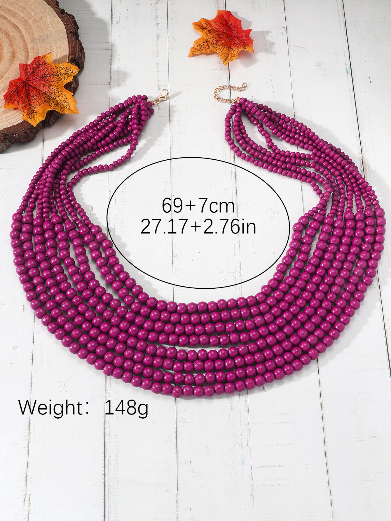 166g Weight Layered Necklaces Classification Wood Chain Material Simple Style Classic Style U Shape Wood Wholesale Layered Necklaces