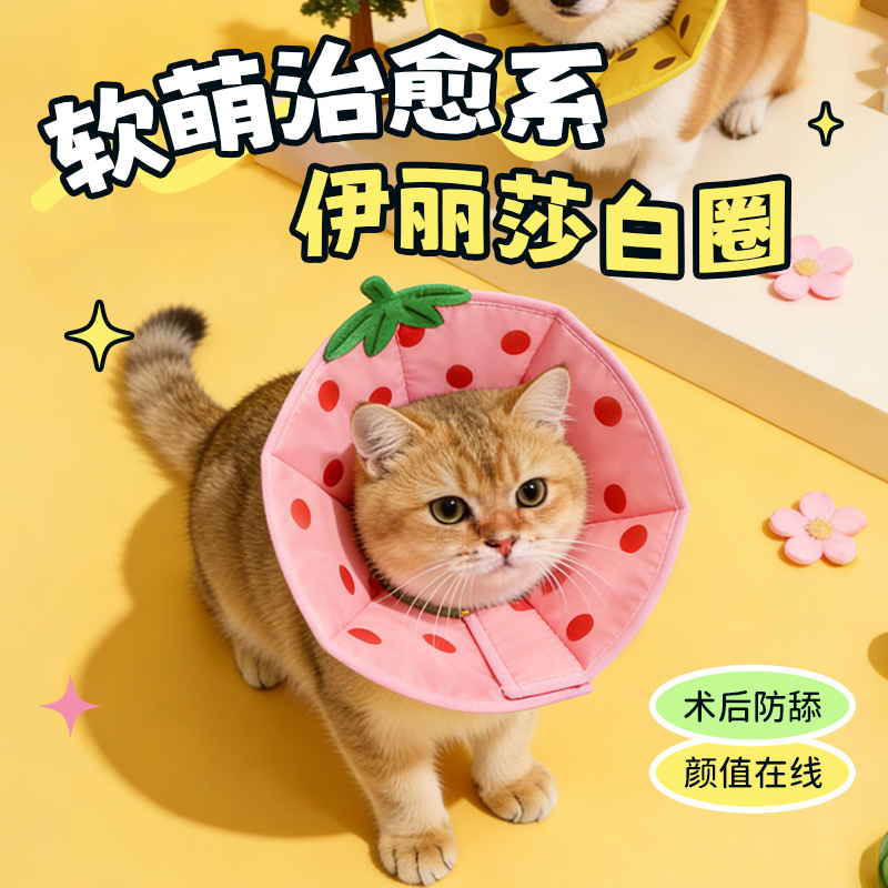 亚马逊伊丽莎白圈卡通印花宠物保护套 防护罩猫咪防舔绝育猫脖圈