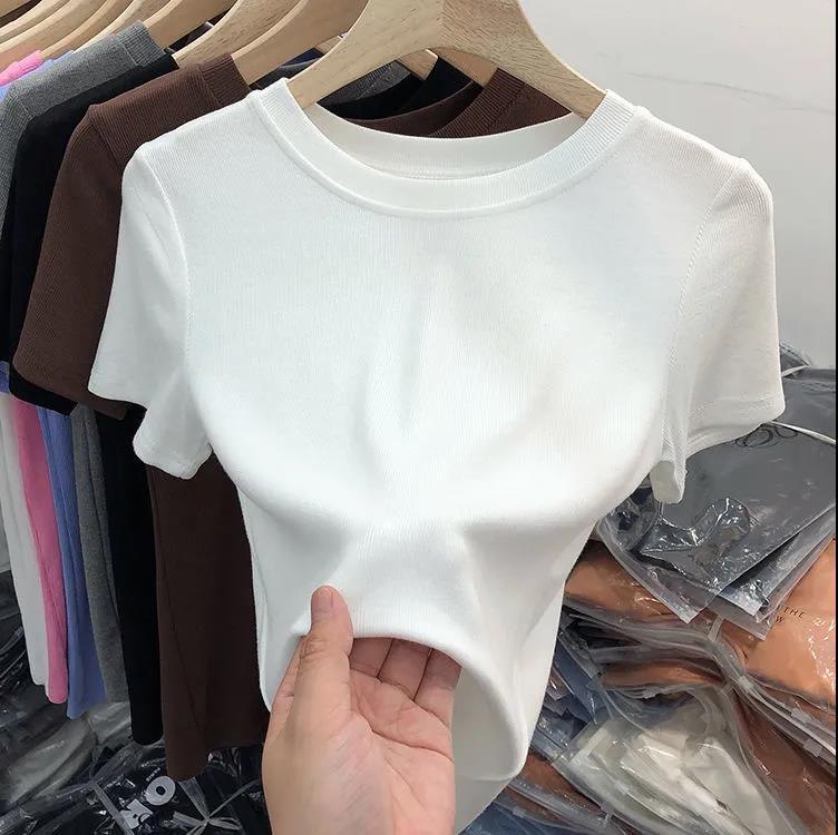 【多色オプション】高級純色マスクtシャツ女性半袖夏の新型修身がやせて見えるシャツの上着|undefined
