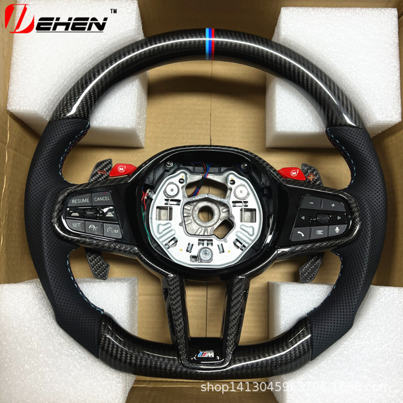 Suitable for BMW CS steering wheel, new 345 series X3X5X6 modified M3M4 carbon fiber steering wheel with M1M2 button paddles