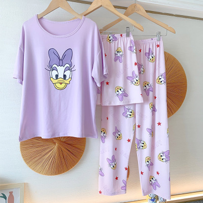 new pattern pajamas Korean Edition lovely fresh student Home Furnishings Thin section spring and autumn Short sleeved trousers shorts Three-piece Suite