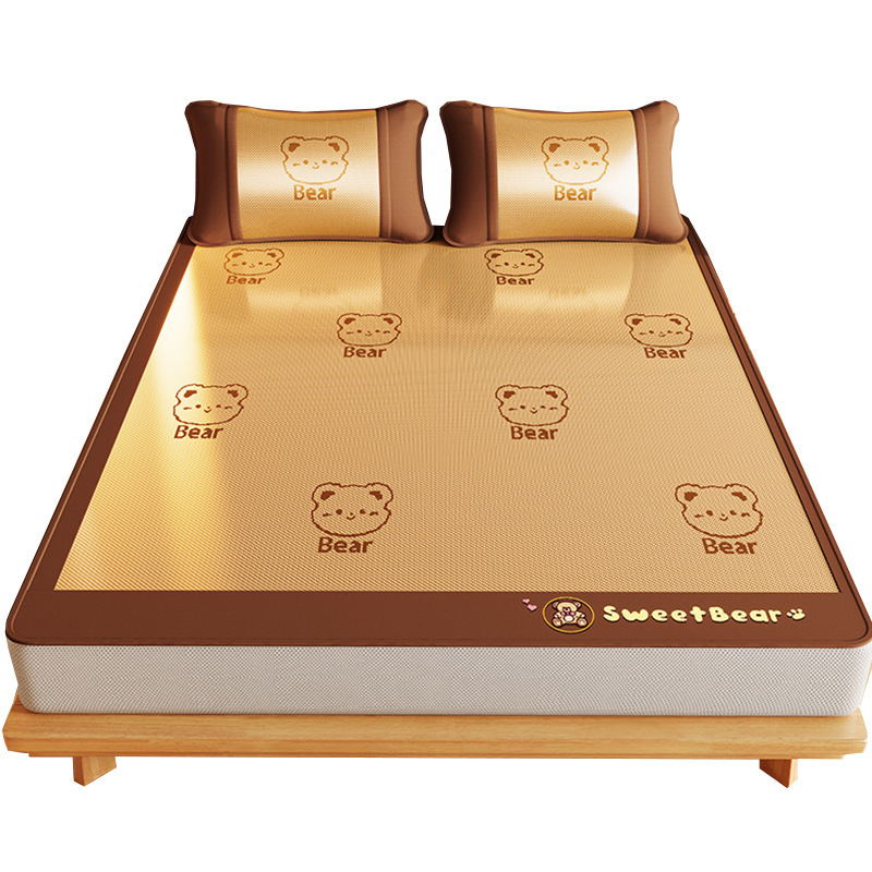 Un tipo de tapete de seda de hielo para madres y bebés, sábana de cama lavable a máquina de verano, tapete de paja de ratán de dormitorio de tres piezas, tapete suave con aire acondicionado