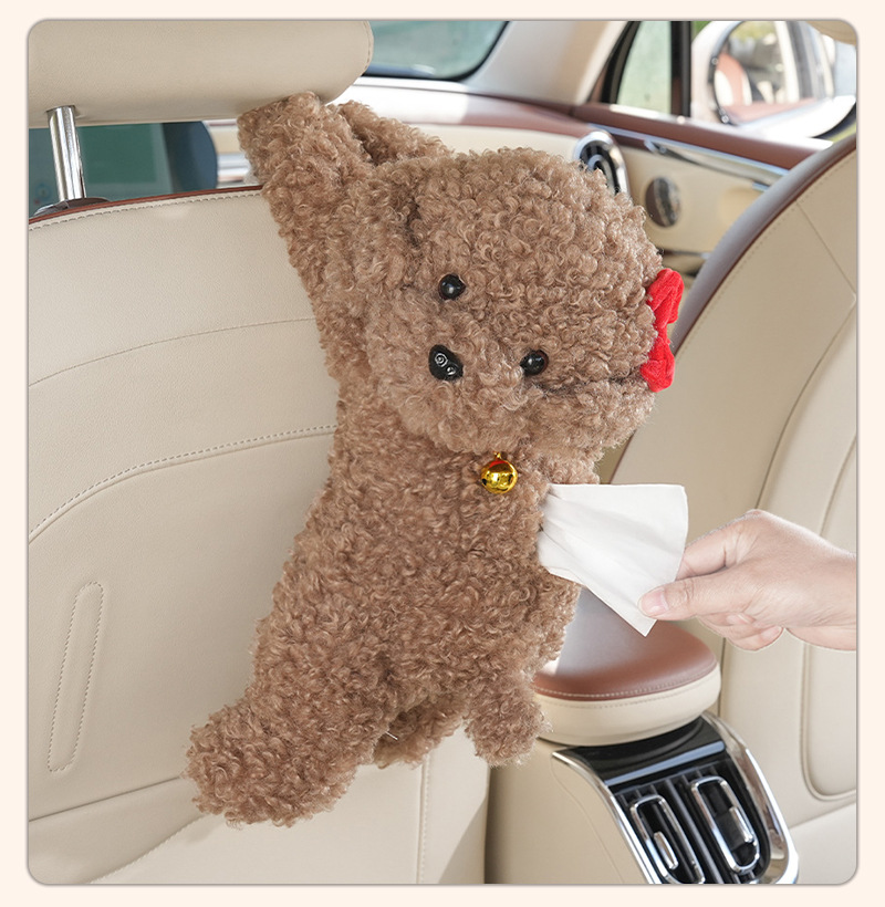 Car Tissue Box Plush Doll Car Seat Back Hanging Tissue Bag Creative Multifunctional Car Decoration Tissue Box