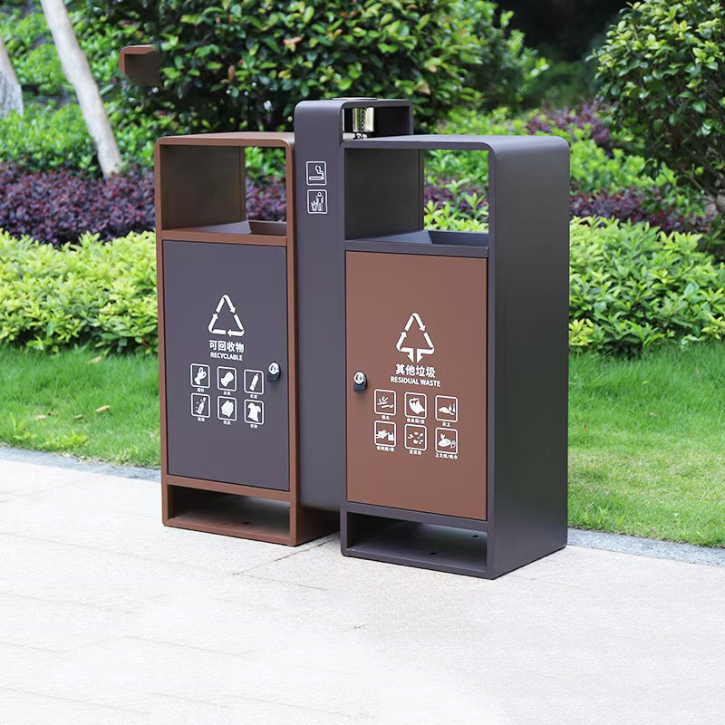 户外垃圾桶分类果皮箱小区公园市政街道景区环卫镀锌板金属垃圾桶
