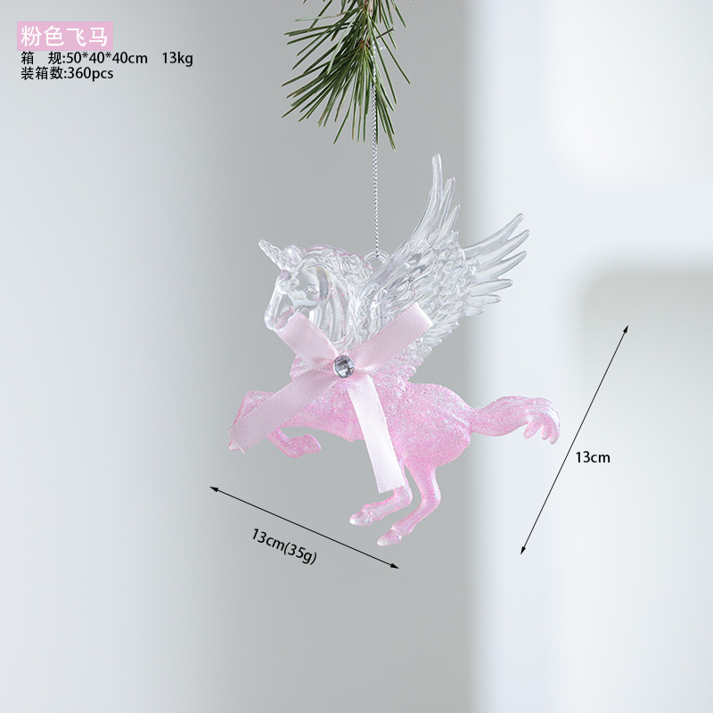 Buscando madera transfronteriza nuevo árbol de Navidad navideño polvo acrílico decoración decoración colgante transparente rosa
