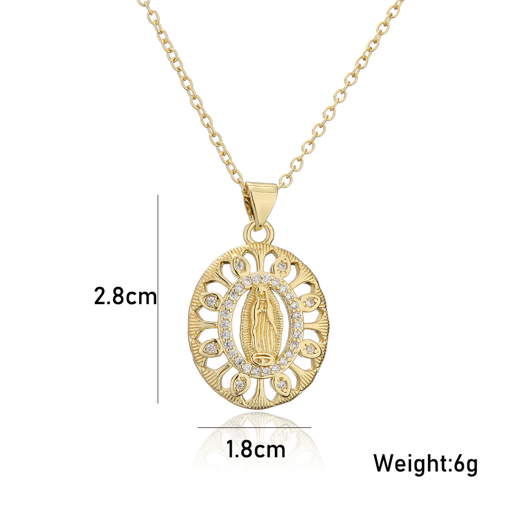 New Real Gold Electroplating Religious Series Pendant Copper Micro-inlaid Zircon Necklace display picture 2