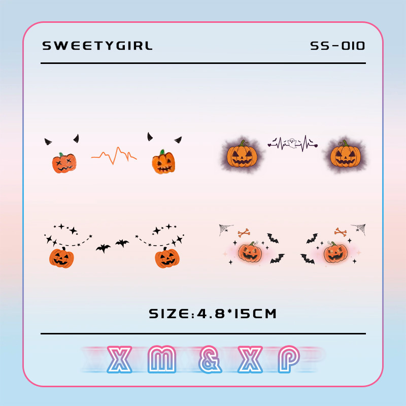 Halloween Cute Pumpkin Tattoo Stickers, Pumpkin Cute Combination to Create a Playful Holiday Atmosphere, Temporary Tattoo Stickers
