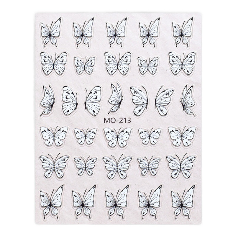 Pequeño libro rojo estilo caliente cabeza de clase Aurora mariposa pegatinas de uñas INS viento jade blanco pegatinas de uñas de mariposa armadura de bricolaje