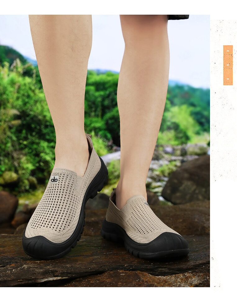 Giày nam lưới thoáng khí chân bè đế mềm chống trượt, kiểu giày lười cổ thấp — Màu nâu cà phê, màu xám, màu đen chi tiết 13