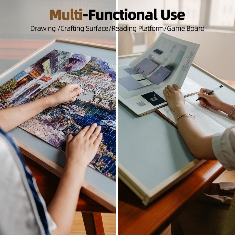 Rompecabezas giratorio inclinado dos en uno transfronterizo tablero de madera rompecabezas rompecabezas para niños adultos mesa de rompecabezas portátil