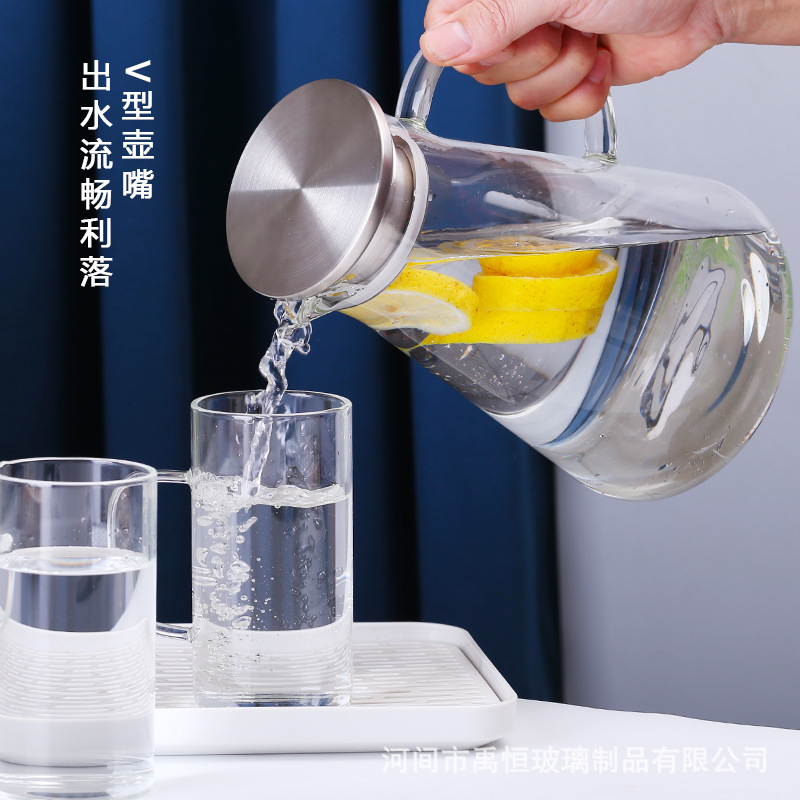 Large-Capacity Glass Water Kettle & Mug, Household High-Borosilicate Glass Cold Water Pitcher, Tea Maker, Water Bottle, Gift Set