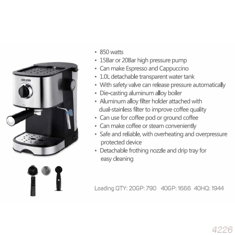 1.5L italiano semiautomático cafetera de goteo casera de alta presión burbuja de leche cafetera de lujo al por mayor transfronteriza