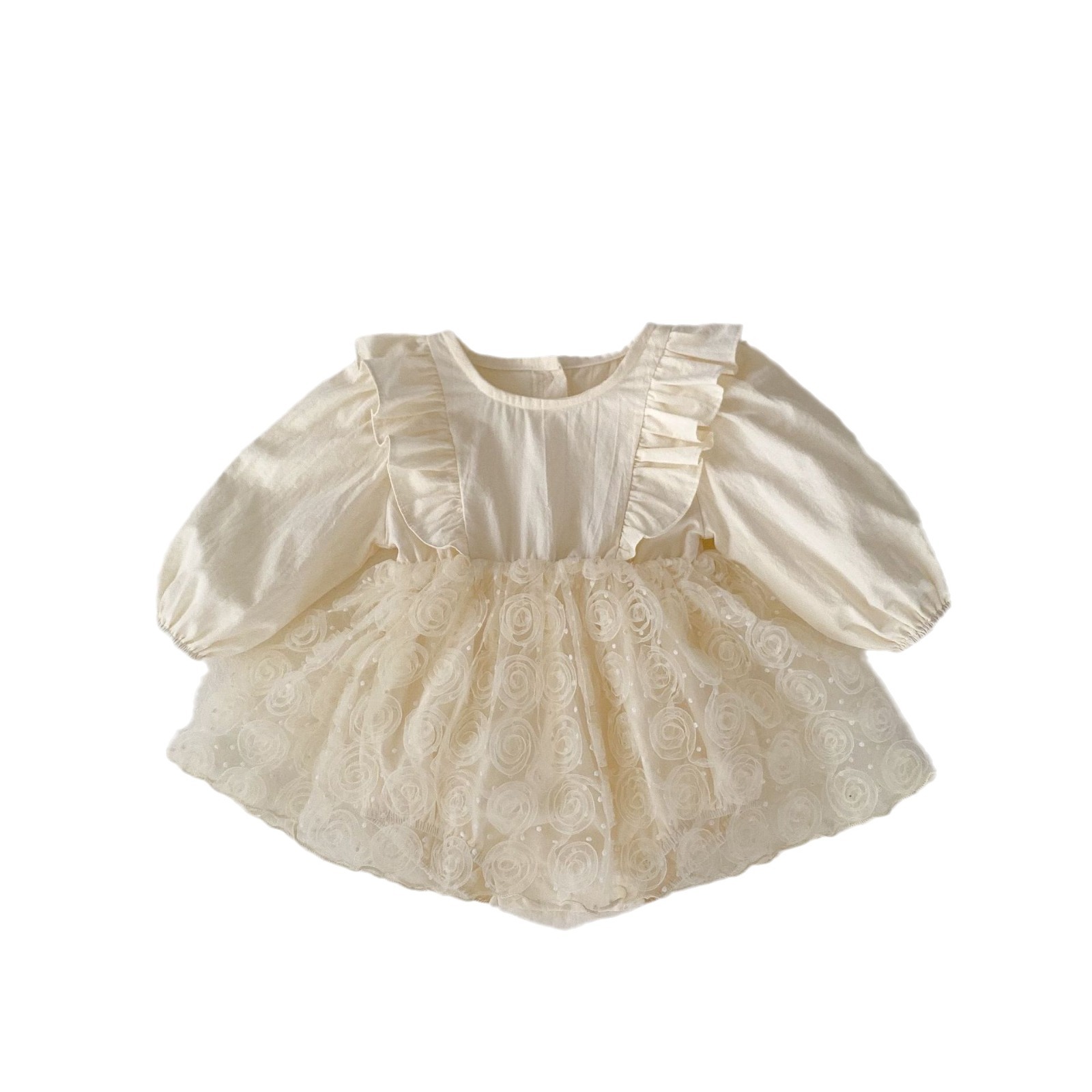 Primavera 2024 dulce princesa malla flor vaina bebé niña de un año de edad banquete cien días foto mameluco vestido mameluco