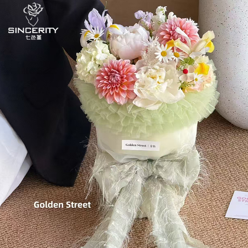 Día de la madre de siete colores 520 nuevos productos tela de gasa con borlas francesas lazo floristería decoración de bricolaje material floral