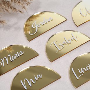 Golden Semicircle Acrylic Wedding Table Card Blank Seat Card Handwritten Guest Name Card Wedding Banquet Event Table Decoration