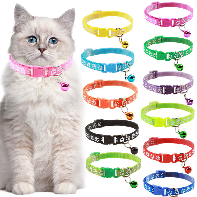 Pet Patch Colorful Collar, Puppy and Cat Collar, Cat Collar, Stamped Paw Bell Collar, Cat Buckle Collar Pet Patch Colorful Collar, Puppy and Cat Collar, Cat Collar, Stamped Paw Bell Collar, Cat Buckle Collar
