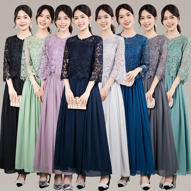 Evening Dress for Women 2026 New Style Banquet Long-Sleeved Amazon Elegant Host French-Style Coming-Of-Age Ceremony Dress