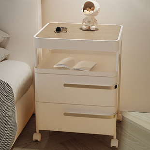 Small Bedside Table, Simple Modern Drawer-Type Storage Cabinet, Cream Style Creative Multi-Functional Bedside Storage Cabinet