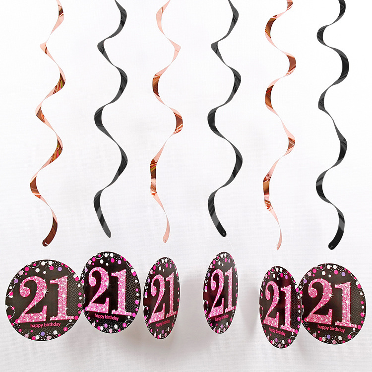 Colgante espiral rosa de 21 años - 6 piezas / conjunto