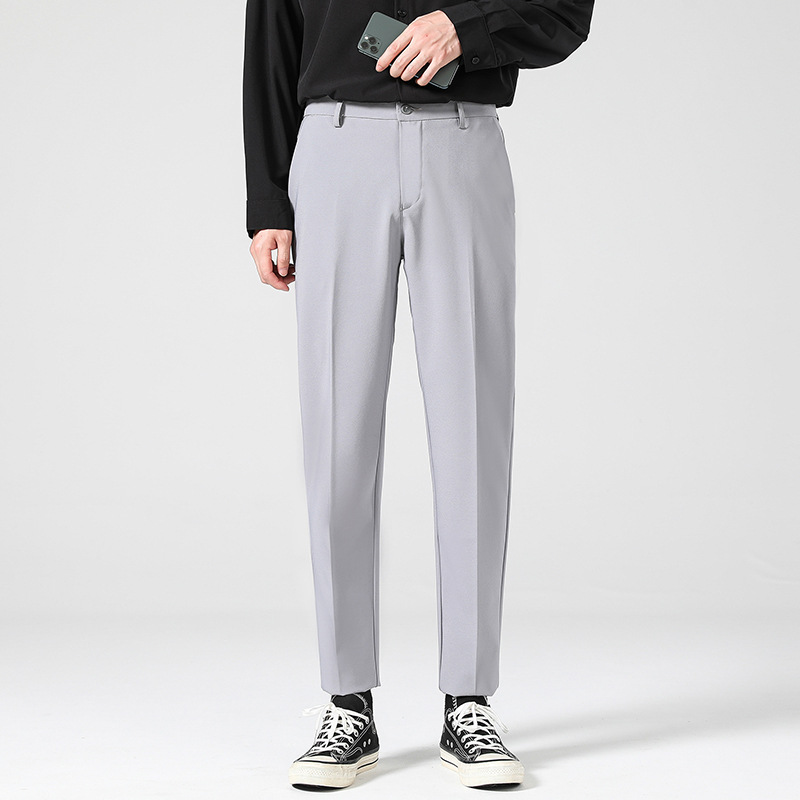 LKTM ropa de hombre # pantalones de traje engrosados forrados con forro polar estilo coreano SLIM-Fit rectos desplegables pantalones casuales de traje pequeño image 13