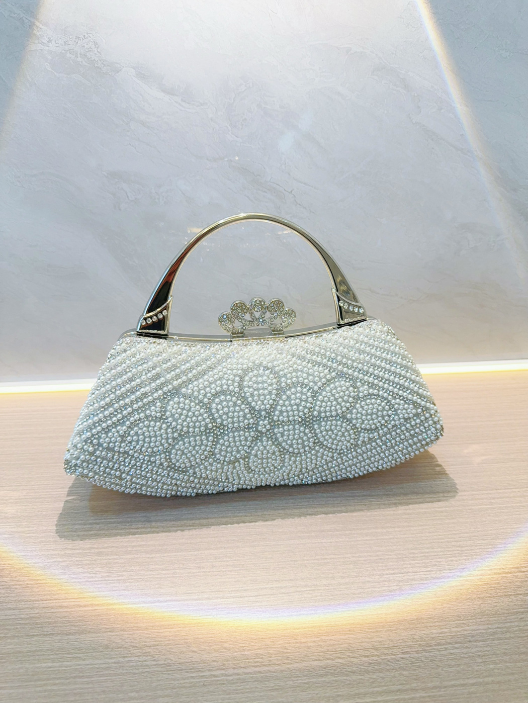 Pearl Inlaid Rhinestone Banquet Handbag For Women Crossbody Bag_voghion.com