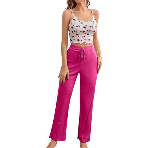 New TEMU Women's Homecoming Lounge Pants with Tank Top, Comfortable Sleepwear Set, Wearable Outdoors