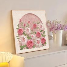 玫瑰花卉桌面摆画艺术电视柜装饰画奶油风玄关餐边斗柜挂画感工厂