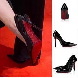 欧洲Acl春秋时尚高雅羊绒高12cm尖头全包尖头气质浅口职业红底鞋