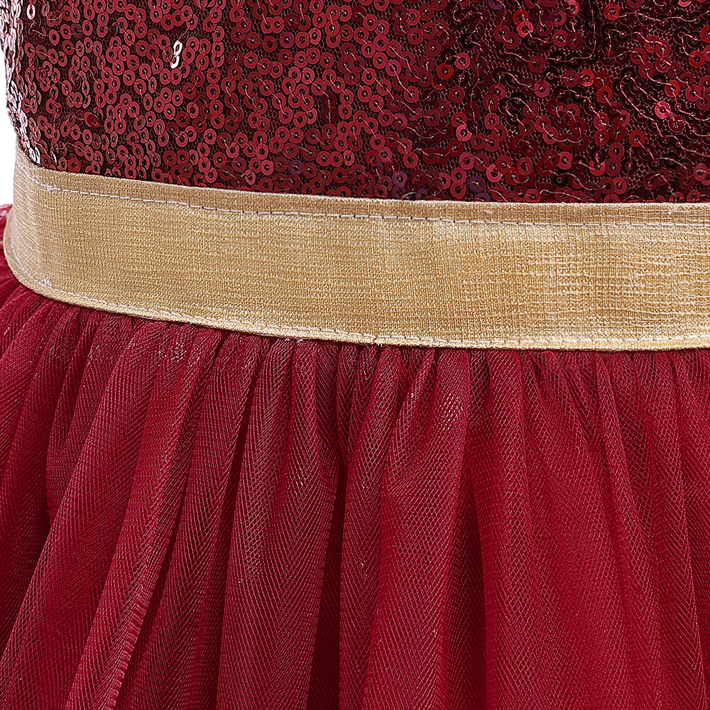 Europa y América nuevo vestido de los niños pequeños y medianos princesa vestido oído de madera con lentejuelas malla plisada pettiskirt pasarela show host