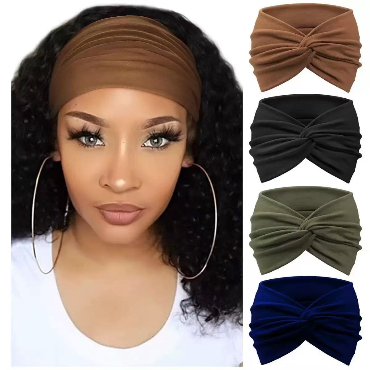 Europa y los Estados Unidos de color sólido banda de pelo deportiva ancho banda de pelo antiperspirante bandana de pelo yoga fitness banda de pelo deportiva absorción de sudor adornamiento para el pelo