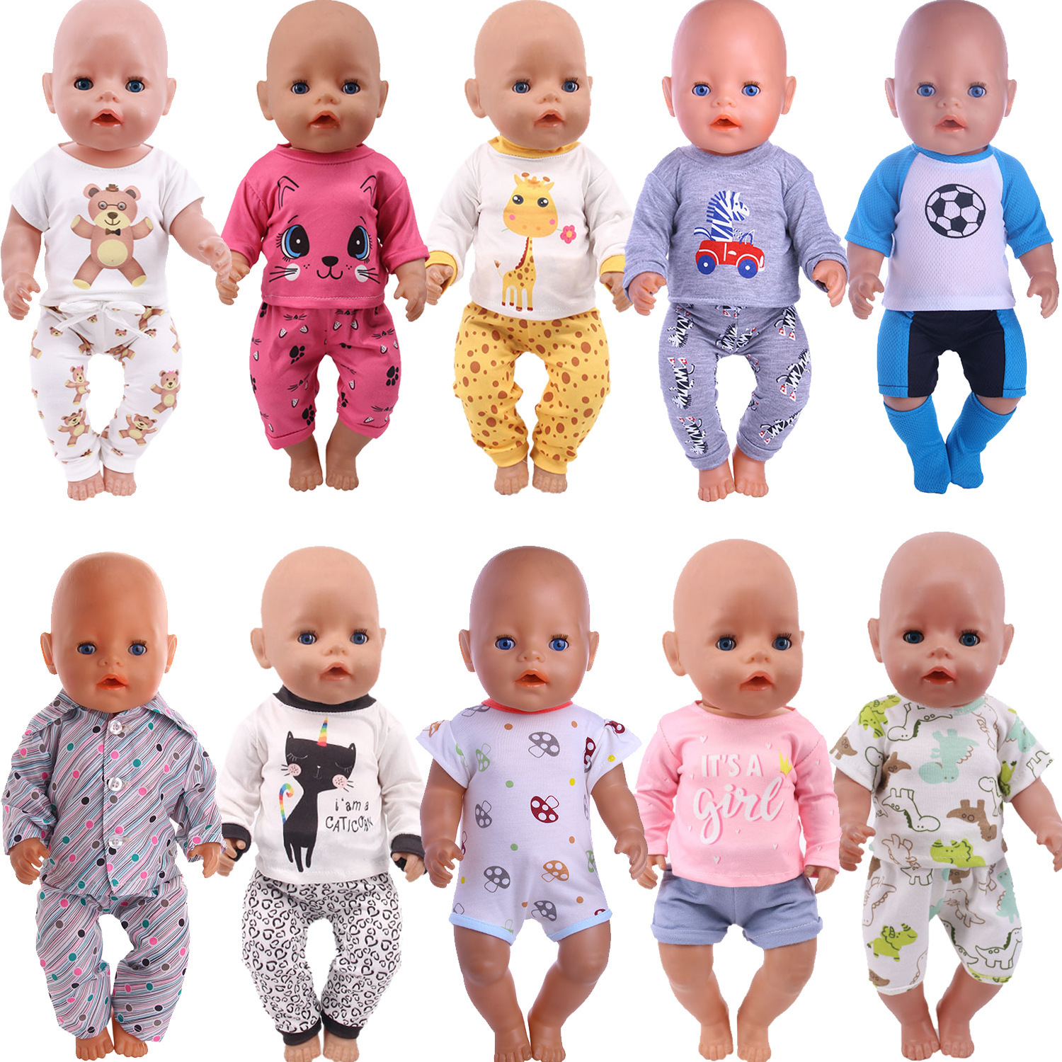 Cross-Border Hot Sale 18inch American Doll Accessories Cute Clothes Set Shafa Doll Casual Clothes Set Wholesale