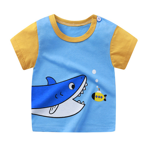 Children's short-sleeved pure cotton T-shirt 2024 new men and women's cartoon single top baby Korean-style top Insta-style children's clothing