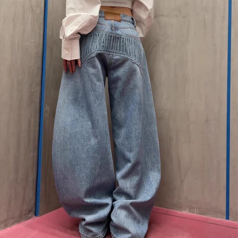European and American Cross-Border Wholesale Foreign Trade Amazon Tk Low-Waist Denim Jeans for Women, Loose Straight-Leg Letter-Printed Long Pants European and American Cross-Border Wholesale Foreign Trade Amazon Tk Low-Waist Denim Jeans for Women, Loose Straight-Leg Letter-Printed Long Pants