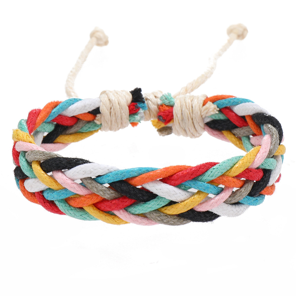 10g Weight Drawstring Bracelets Classification Leather Rope Chain Material 1 Piece Quantity Daily Occasion cotton and linen Material Rhombus Pattern Men's Gender Handmade Design Retro Style Retro Rhombus Cotton And Linen Handmade Men's Drawstring Bracelets Men Cord & Leather Bracelets 4