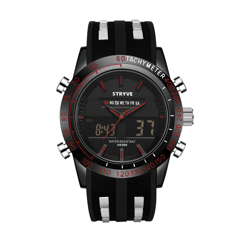 Stryve 8005 deportes impermeable reloj personalizado luminoso sincronización alarma doble pantalla reloj electrónico regalo creativo
